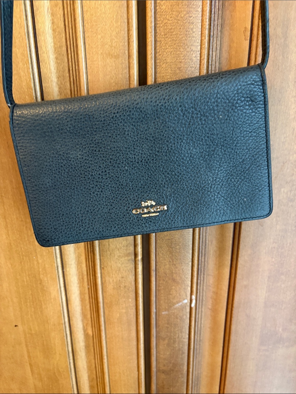 Coach Black Pebbled Leather Crossbody Wallet - Picture 2 of 10